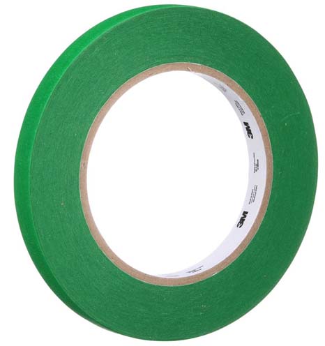 3M™ UV Resistant Green Masking Tape, 12 mm x 55 m, 96 Rolls/case