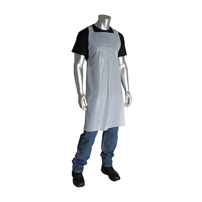 Disposable Long Tie Aprons, PE, White, 28 in x 46 in, 100 aprons