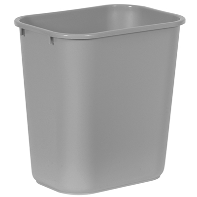 Rubbermaid® Deskside Wastebasket - Medium, 28 Quart, Gray, 12/Case