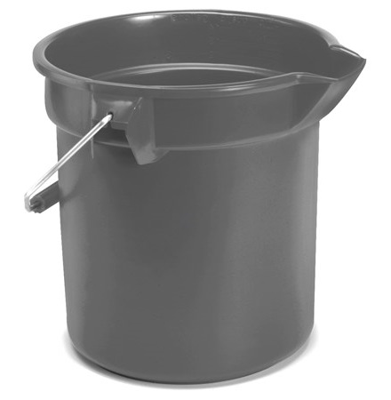 Rubbermaid® Round Bucket - Gray, 10 Quart, 12/Case