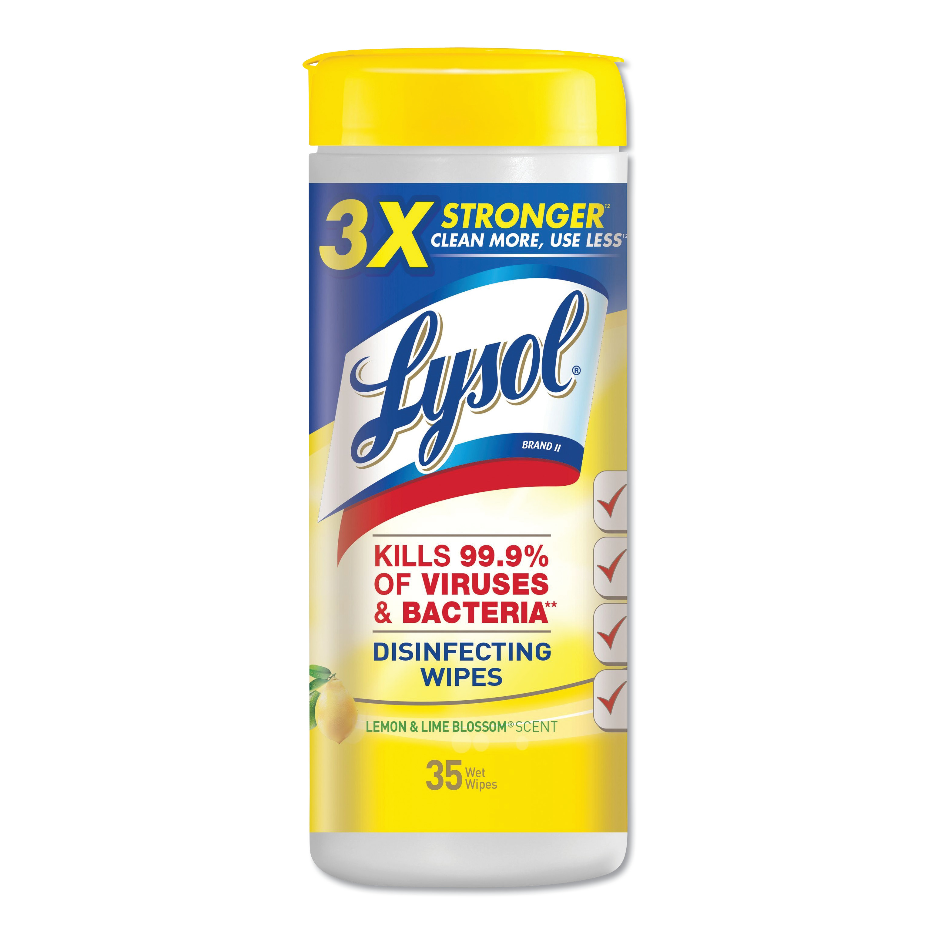 Lysol Disinfecting Wipes - 7 x 8, Lemon and Lime Blossom, 35 Wipes/Can, 12/Case