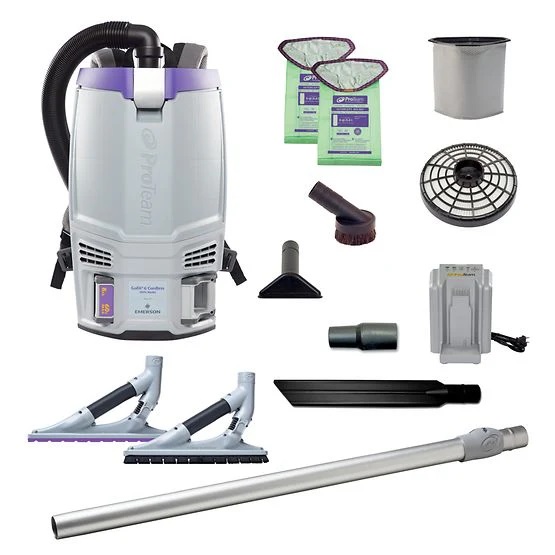 ProTeam GoFit 6 Cordless 8Ah, 6 qt. Commercial Backpack Vacuum w/ ProBlade Hard Surface & Carpet Floor Tool Kit