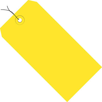 13pt Shipping Tags - 6 1/4in x 3 1/8, Yellow, Pre-Wired, 1000/Case