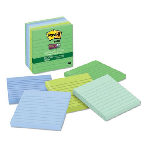 4" x 4" Bora Bora Color Collection Post-it Notes Lined Pads 6 Pads/Pack