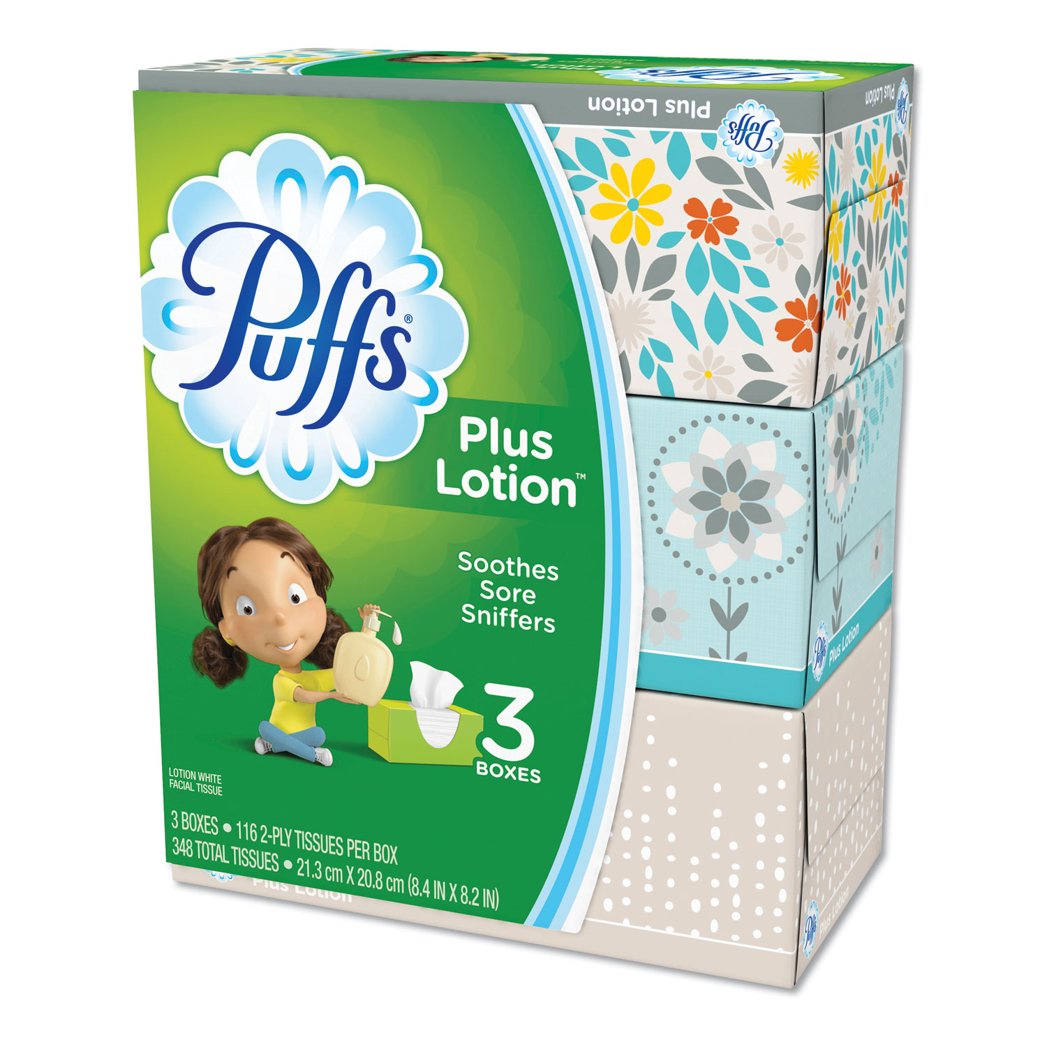 Puffs Plus Lotion Facial Tissue - 2-Ply, White, 116 Count, 8/Case