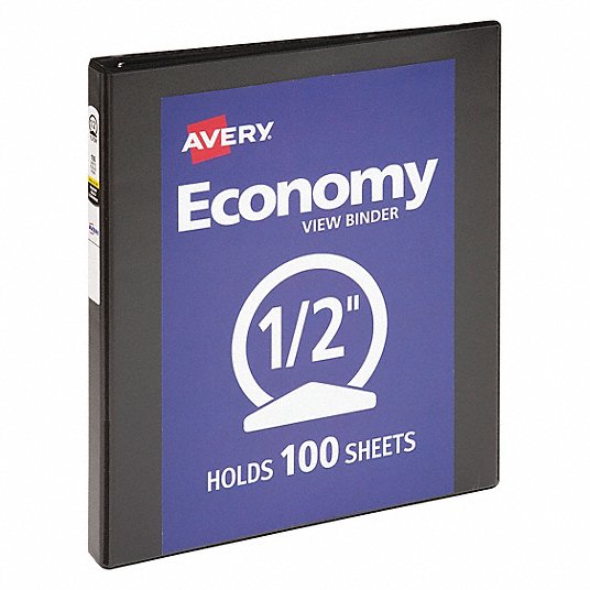 11" x 8.5" x 0.5" Economy View Black 3 Ring Binder with Round Rings 1 Ea