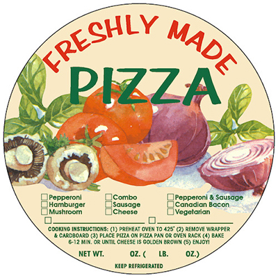 Freshly Made Pizza Circle Label 10345 250/roll
