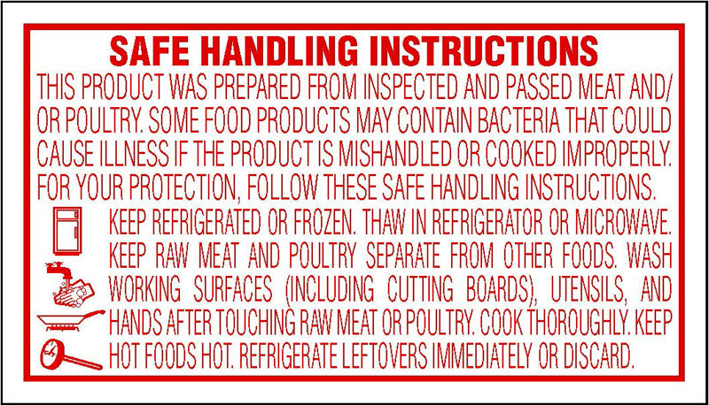 Horizontal Safe Handling Instructions Labels 1000/roll