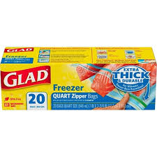Glad® Freezer Zipper Bags - 20 count, Quart