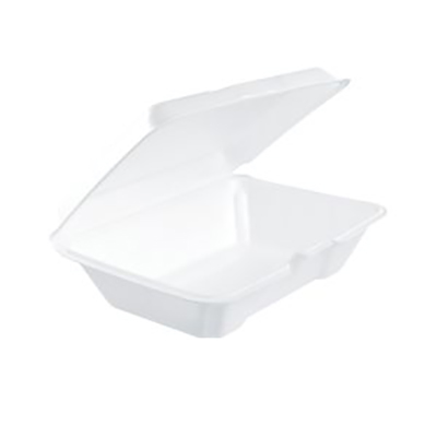 Performer® Insulated Foam Container with Hinged Lid - Medium, White