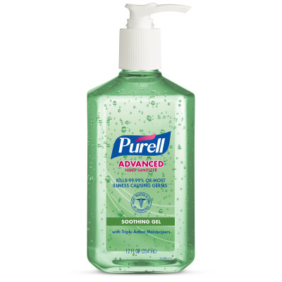 PURELL® Advanced Hand Sanitizer Soothing Aloe Gel - 12 oz, Table Top Pump, 12/Case