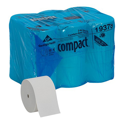 GP Compact® Coreless High Capacity Toilet Paper - 2 Ply, White, 1,500 Count, 18/Case