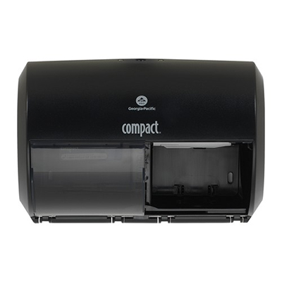 GP Compact® Side-By-Side Double Roll High Capacity Toilet Tissue Dispenser - Black, 6.75" x 10.12" x 7.12"