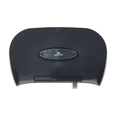 GP® Standard Two Roll Side-By-Side Covered Toilet Tissue Dispenser - Translucent Smoke, 5.73" x 13.58" x 8.59"