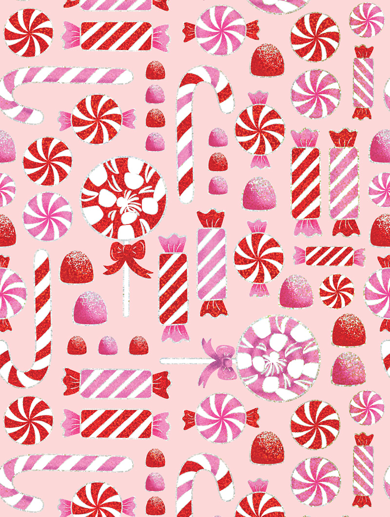 30 x 833 Slit 12" & 18 Candy Christmas Bulk Wrapping Paper