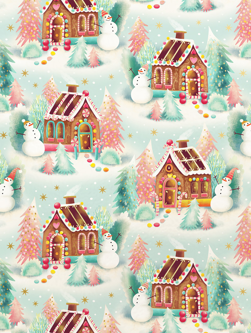 30 x 833 Slit 12" & 18" Gingerbread Dreams Bulk Wrapping Paper