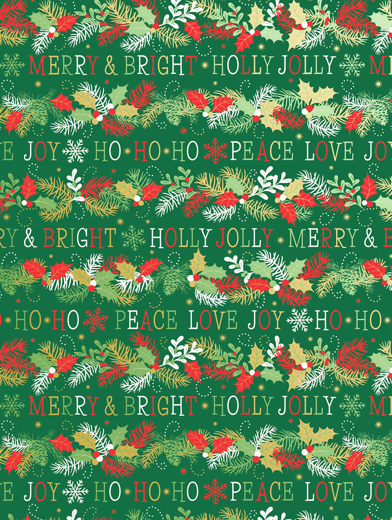 30 x 833 Slit 12" & 18" Merry & Bright Bulk Wrapping Paper