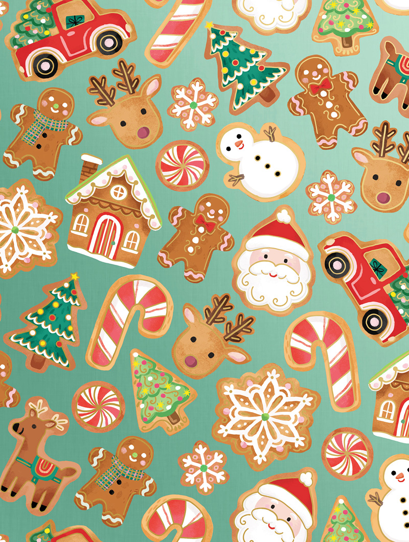 30 x 833 Slit 12" & 18" Christmas Cookies Bulk Wrapping Paper