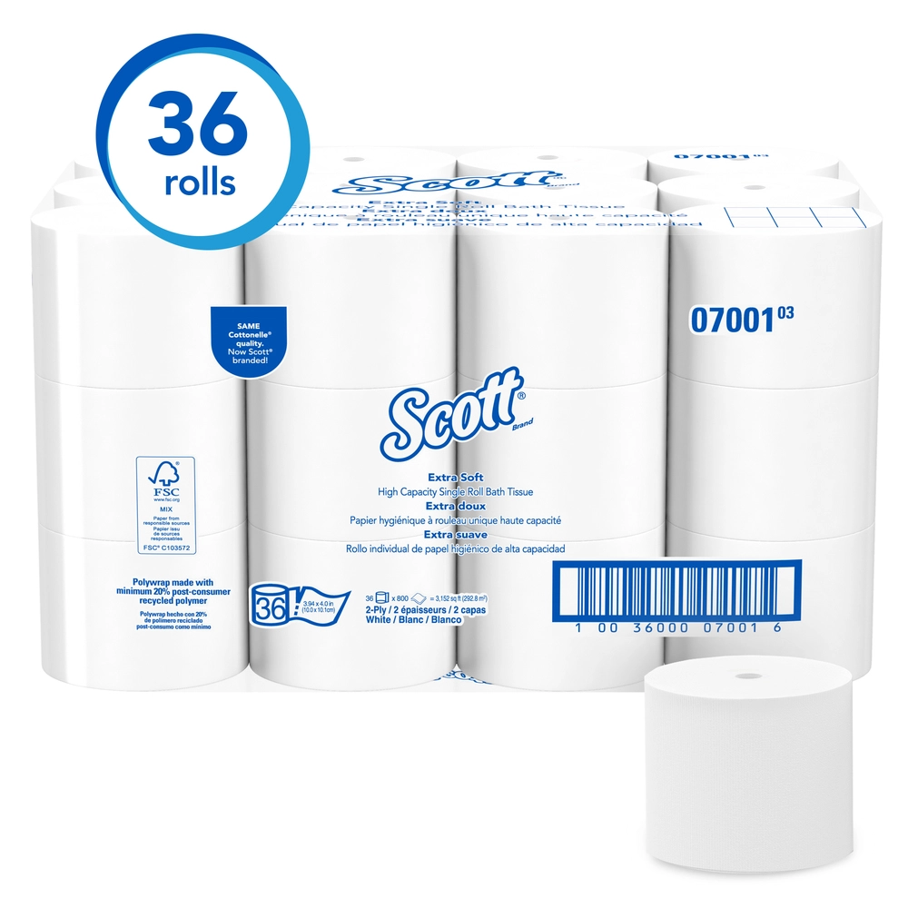 Scott® Essential™ Coreless Standard Roll Toilet Paper (SRB) - Extra Soft, 2 Ply, 4 x 3.94, 800 Count, 36/Case