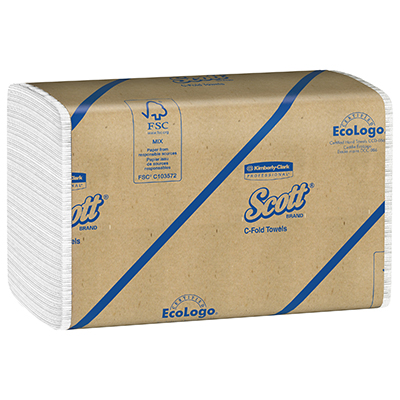 Scott® C-Fold Towels - White, 10.125 x 13.15, 200 Count, 12/Case