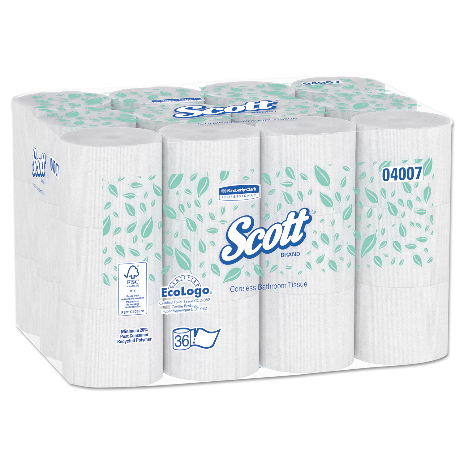 Scotts® Essential Coreless Standard Roll Toilet Tissue (SRB) - 2 Ply, 4" x 3.94", 1000 Count, 36/Case
