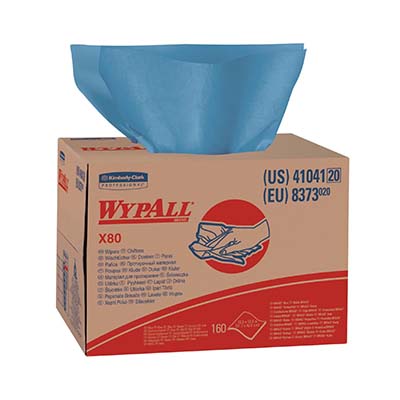 WypAll® X80 Wipers - 12.5" x 16.8", Box, Blue, 160 Count