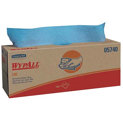 WypAll  L40 Wipers - 16.4" x 9.8", Blue, Box, 9/Case