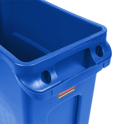 Rubbermaid® Slim Jim® Container with Venting Channels, Blue, 22 in x 11 in x 30 in, 23 gal, 4 bins