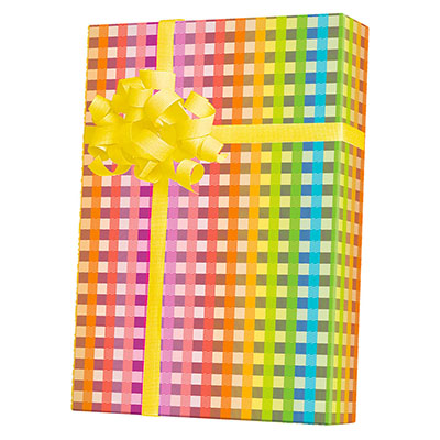 18 x 833'  Rainbow Gingham Gift Wrap E7024