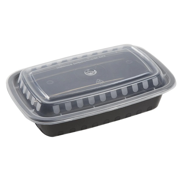 28 Oz Rectangle To Go Container Combo Black With Clear Top 150/case